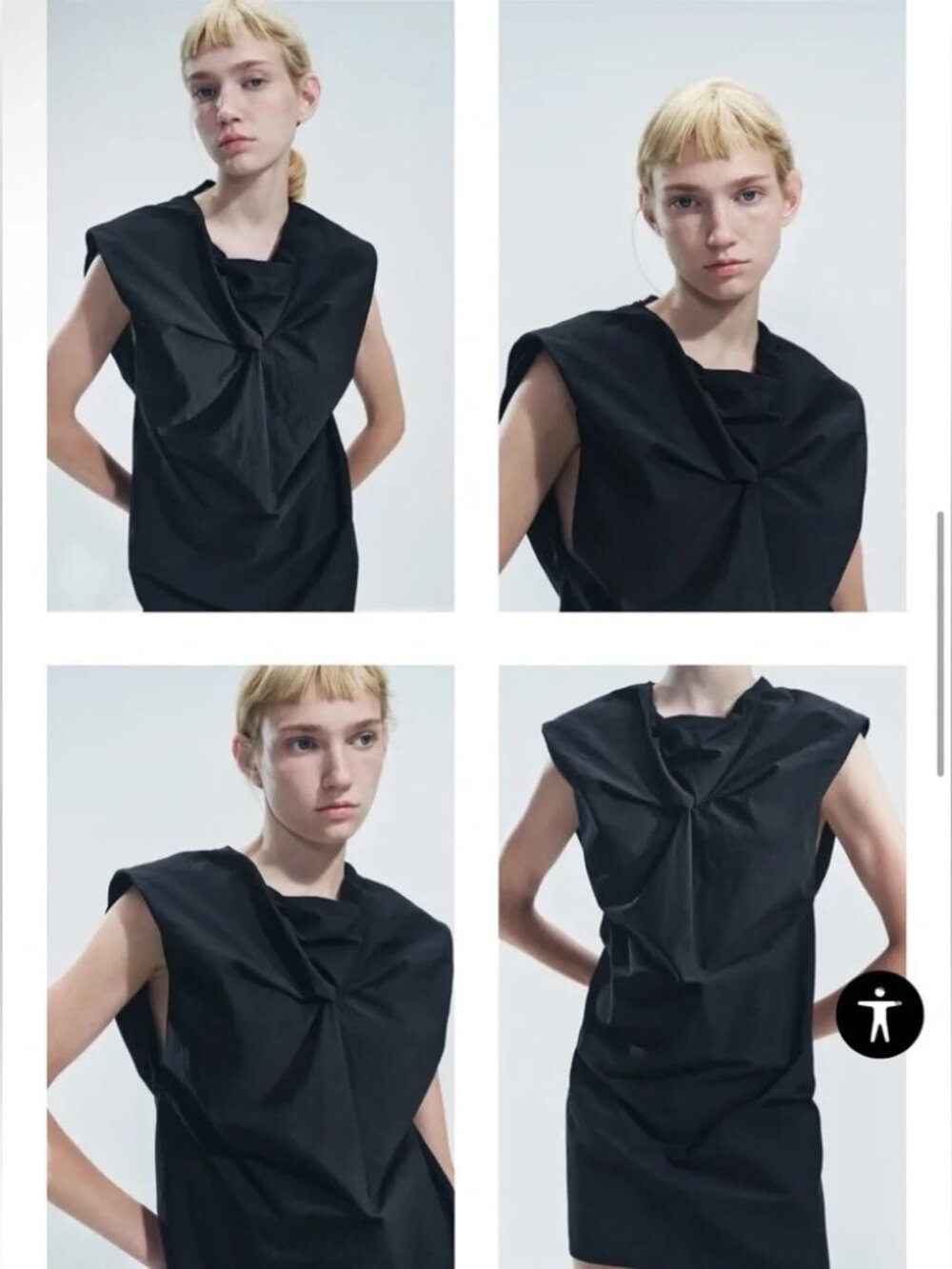 Zara ZW Collection Black Sculptural Knotted Architectural Mini Dress L